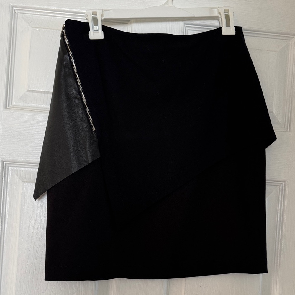 Cut25 by Yigal Azrouel Black Mini Skirt with Leather Detail